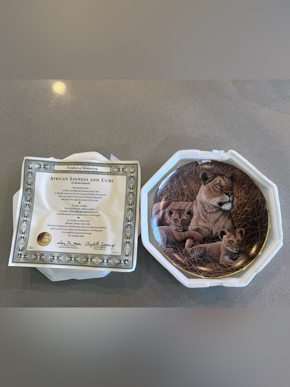 African Lioness and Cubs Collector Limited Plate National Wildlife Federation